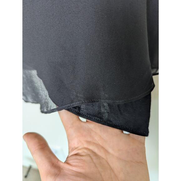 Lola & Sophie Silk Chiffon Black Asymmetrical Top Women Size M Whimsigoth Witchy - Picture 9 of 10